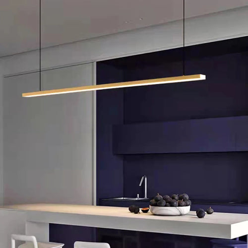 Minimalist LED chandelier with adjustable wire and copper body - vue 4 sur 10