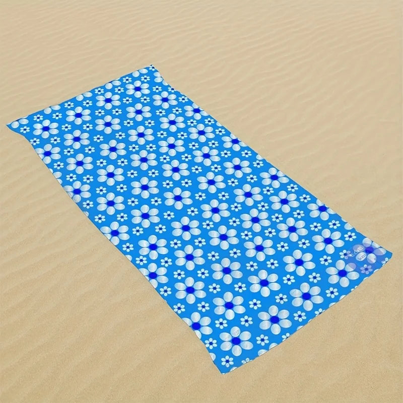 Serviette de plage microfibre motif floral vintage multiusage - vue 6 sur 7