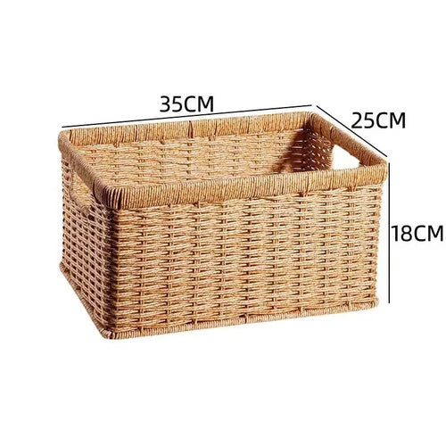 Strong Rectangle Woven Storage Basket with Handles, Waterproof Plastic Baskets for Home Toy Storage, Nest - vue 13 sur 15