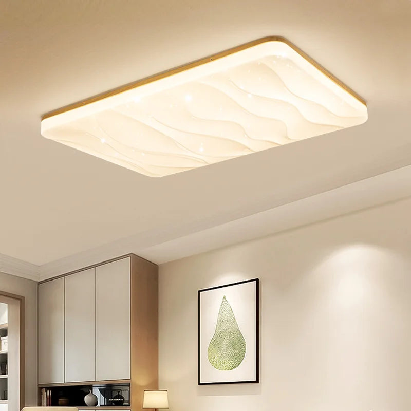 plafonnier led carré moderne simple en bois pour intérieur