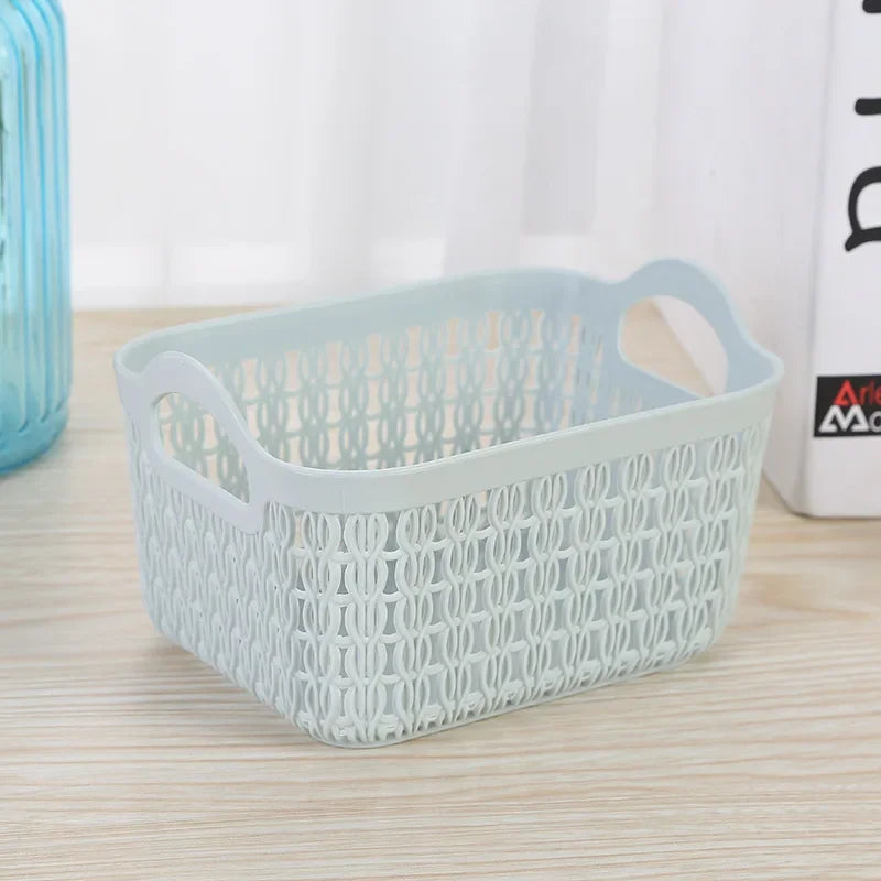 panier de rangement portable en rotin et plastique pour divers articles - vue 9 sur 9