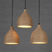 Vintage hemp rope pendant light industrial loft