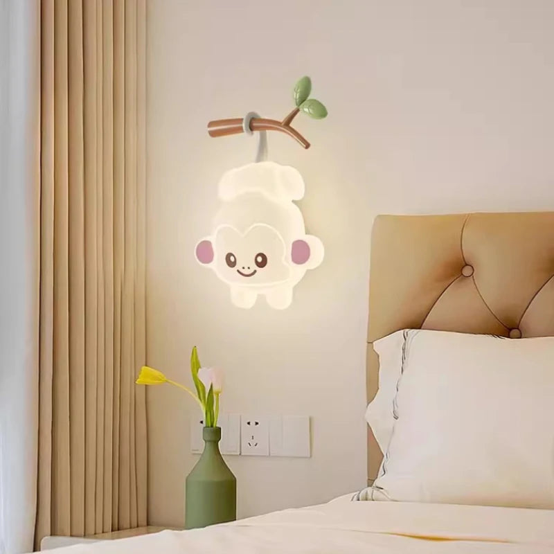 applique murale mignonne en forme de singe et ours pour enfant - vue 6 sur 9