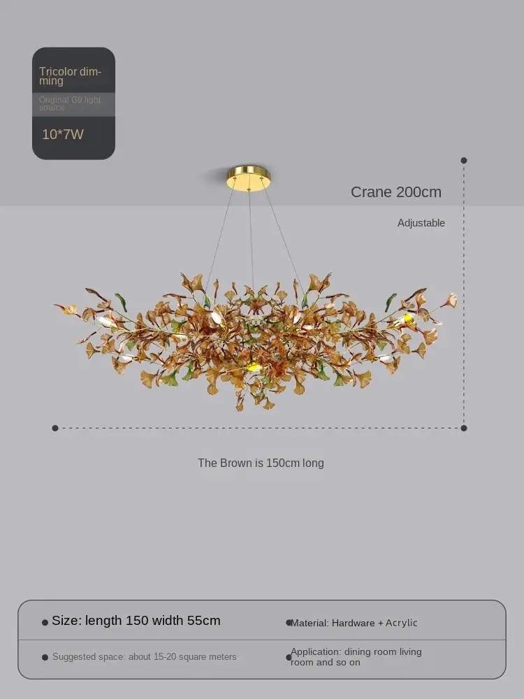 suspension moderne en ginkgo en verre personnalisée pour un éclairage élégant - vue 13 sur 16
