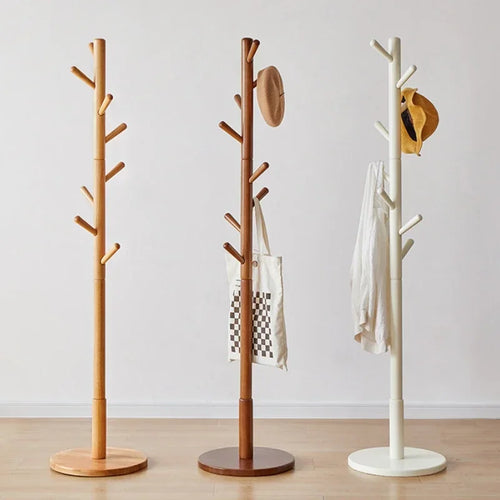 cintre en bois massif porte-manteau stable et étagère à sac - vue 3 sur 18