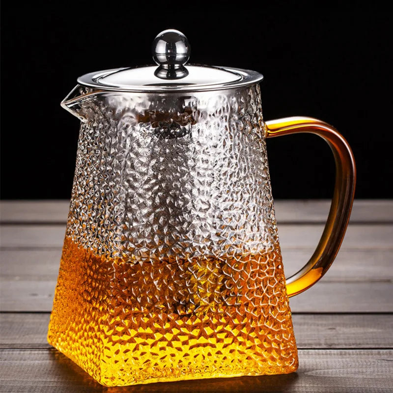 Théière verre martelé avec filtre inox infuseur - vue 2 sur 7