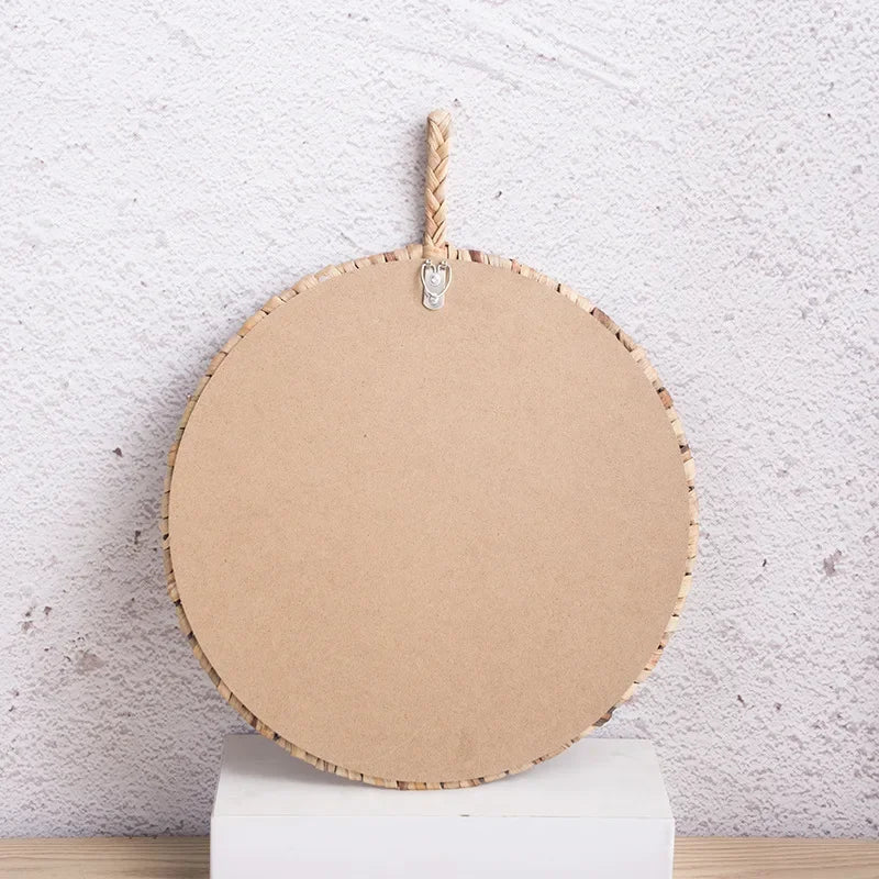 miroir tissé rétro en rotin pour décoration murale - vue 6 sur 6