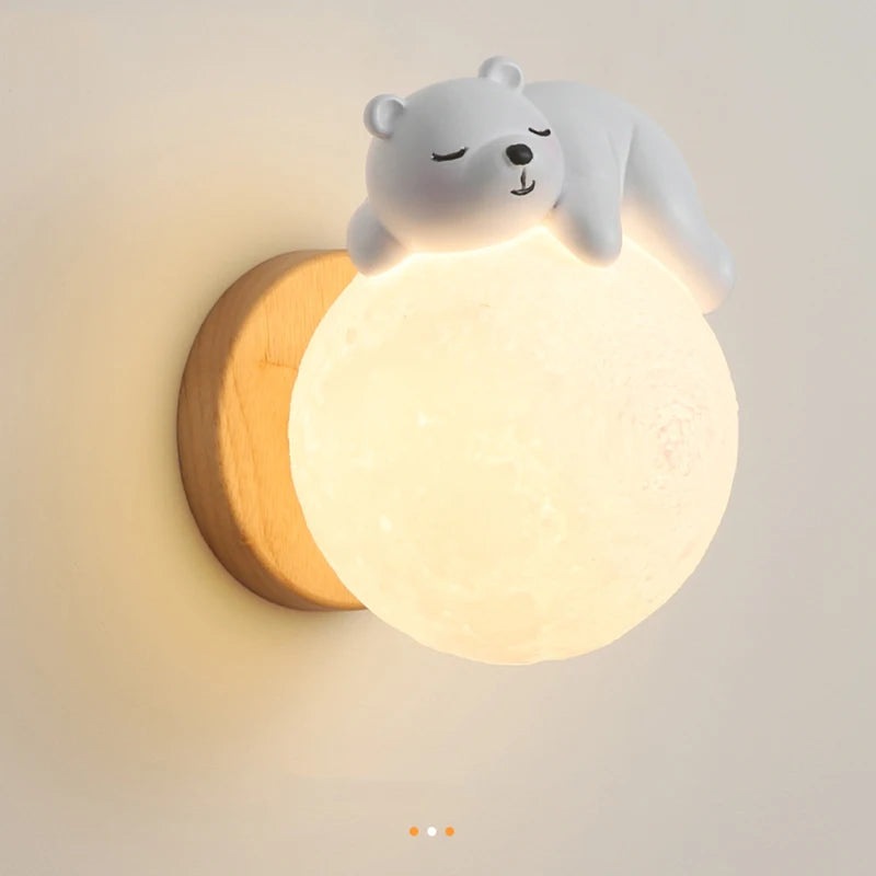 applique murale ours lune chambre chevet lapin astronaute animal garçon fille bébé veilleuses