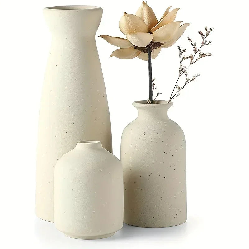 Ceramic Vase Set Of 3, Flower Vases For Rustic Home Decor, Modern Farmhouse Decor, Living Room Decor,Shelf Decor,Table Decor - vue 8 sur 8