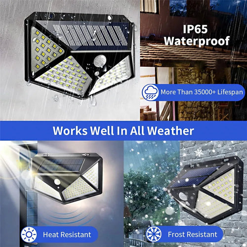 applique solaire extérieure étanche avec capteur de mouvement 100 led
