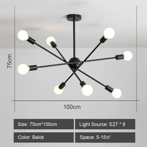 lustre moderne nordique sputnik avec éclairage led intérieur - vue 12 sur 16