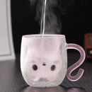 Tasse chat double paroi verre 250 ml anse