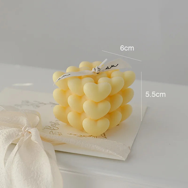 bougie parfumée cube cœur en cire de soja fait main décorative - vue 8 sur 11