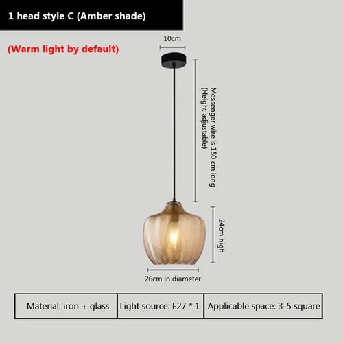 Lampe led suspendue verre design moderne - vue 12 sur 14