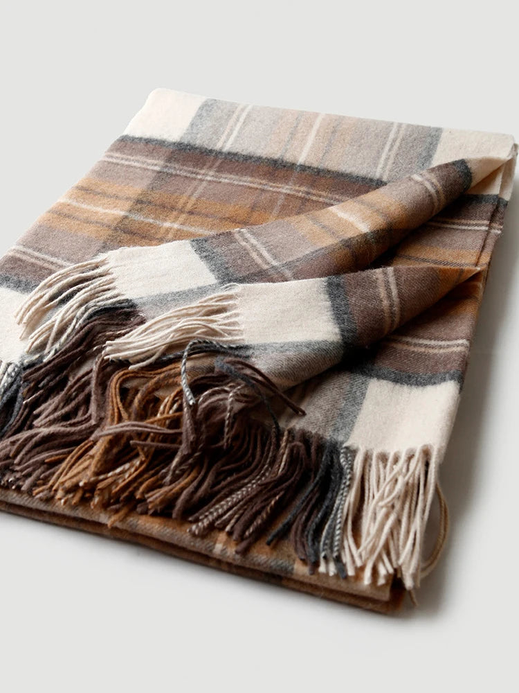 plaid laine cachemire motif ecossais style campagnard hiver - vue 2 sur 7