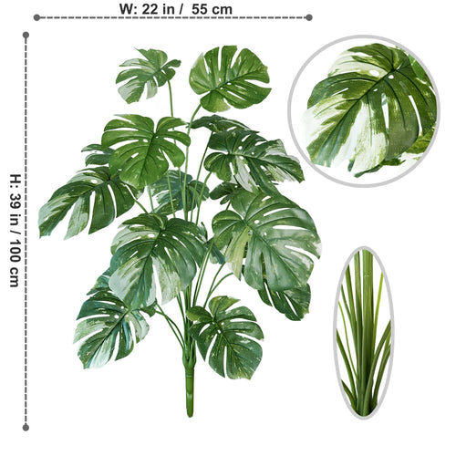 Artificial monstera plant with realistic leaves for indoor decoration - vue 15 sur 29