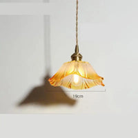 Minimalist nordic pendant light japanese style brass glass flower lamp