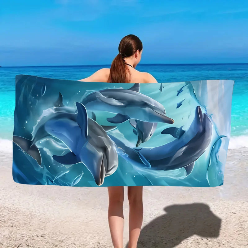 Serviette de plage motif animal microfibre séchage rapide