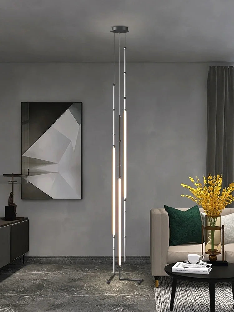 Italian New Restaurant LED Chandelier Modern Villa Living Room Creative Hanging Lamp Simple Line Lights Duplex Floor Chandeliers - vue 7 sur 16