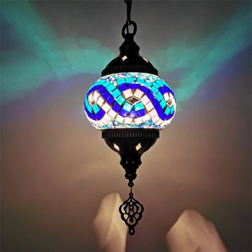 suspension en verre teinté style méditerranéen éclairage bohème romantique