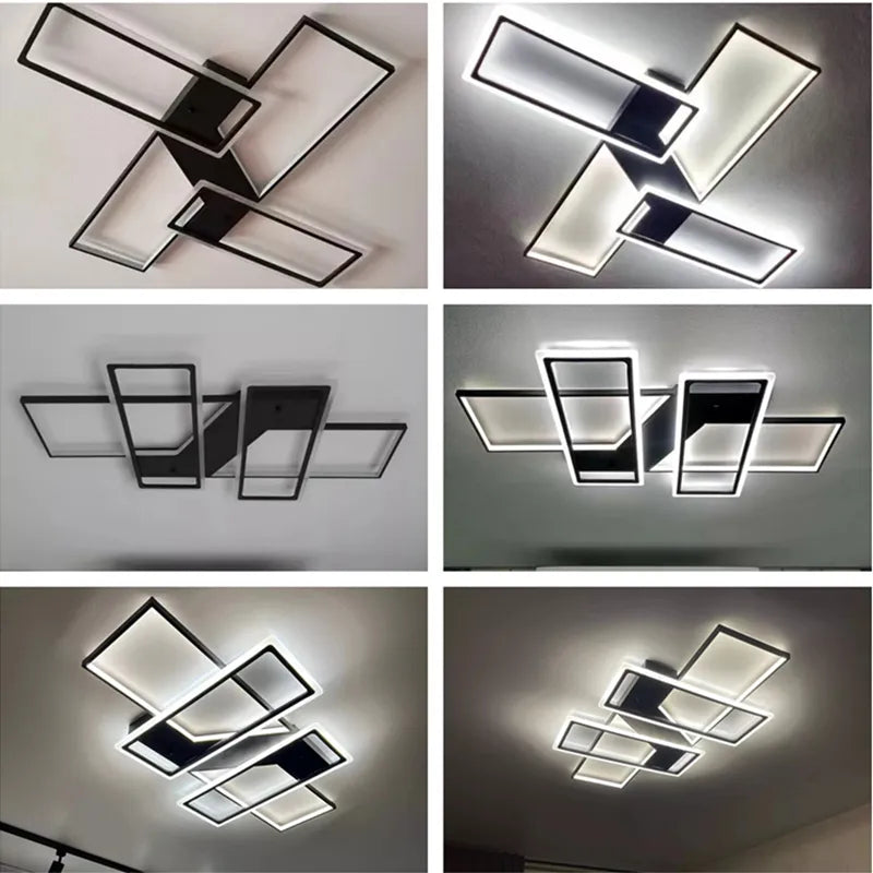 Plafonnier Led au design nordique moderne en aluminium blanc/noir avec télécommande
