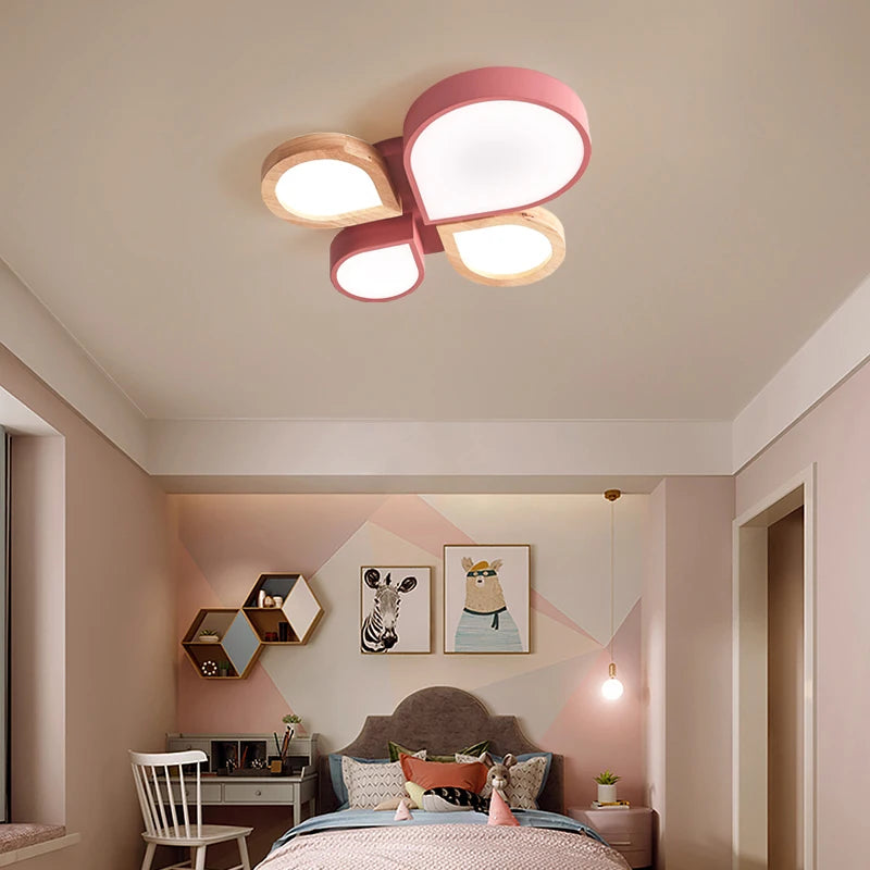 lustre nordique romantique en bois art créatif led moderne - vue 6 sur 8