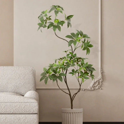 Large Artificial eucalyptus Plant Green Leaf Banyan Tree for Garden Outdoor, Living Room Aisle Home Decoration 104 cm - vue 4 sur 7