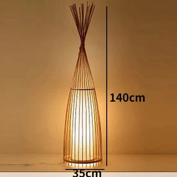 Lampadaire en bambou de style chinois - vue 8 sur 9