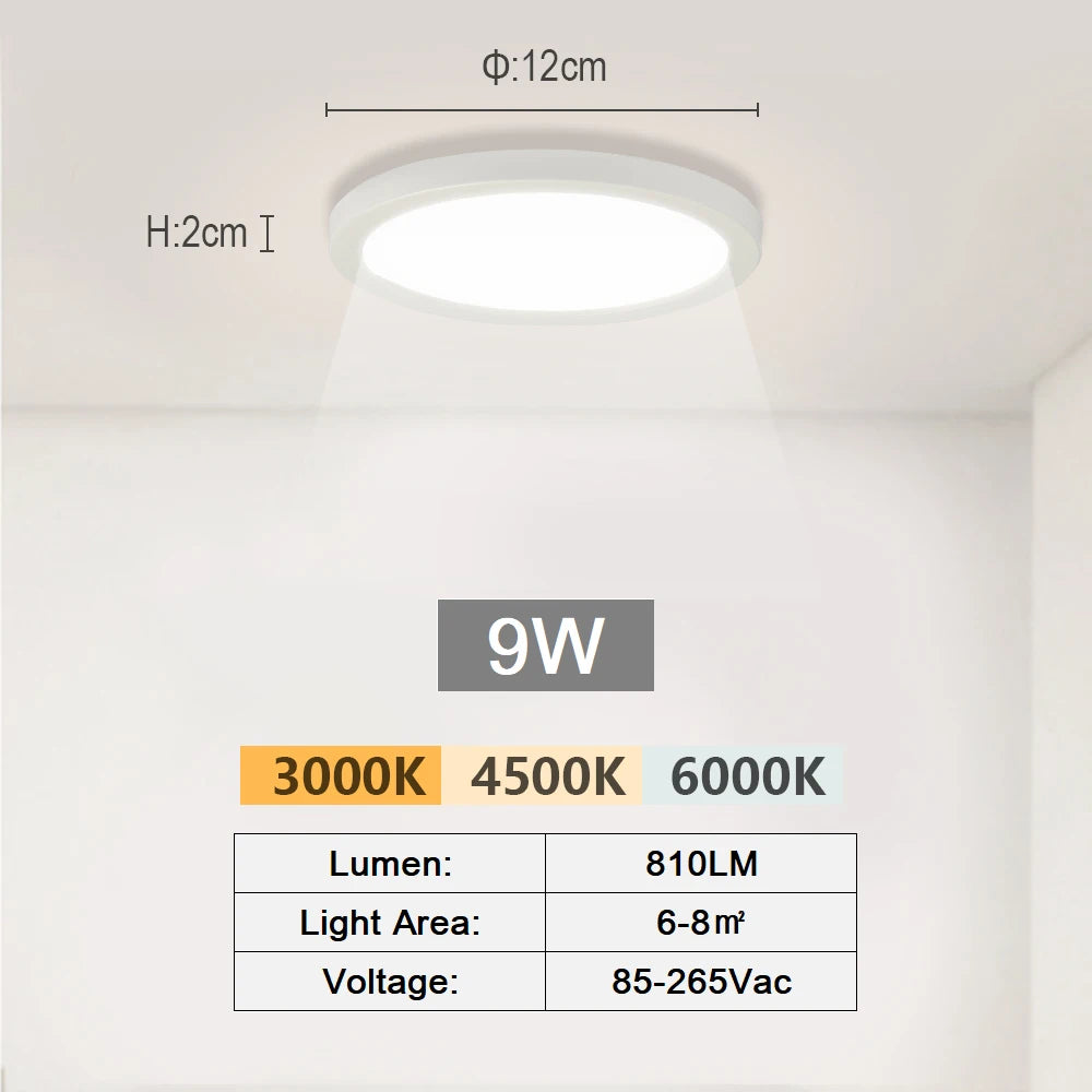 plafonnier led encastré ultra mince moderne pour intérieur