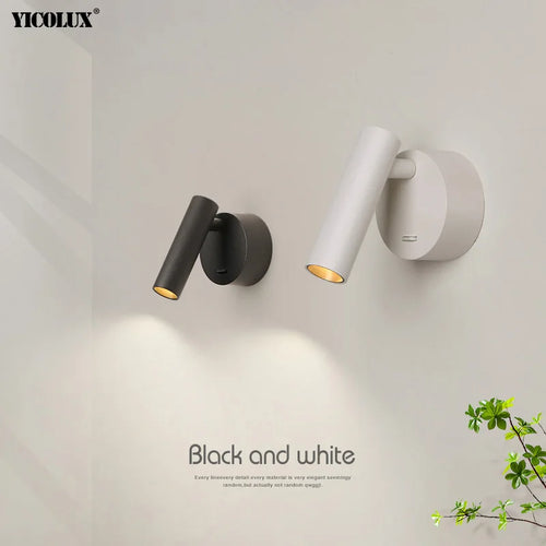 Rotatif 	 moderne applique murale LED lampes noir blanc salon TV fond applique allée lumières projecteur éclairage intérieur décor à la maison - vue 5 sur 16