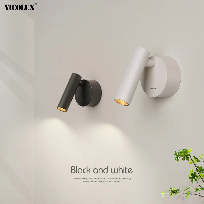 Rotatif 	 moderne applique murale LED lampes noir blanc salon TV fond applique allée lumières projecteur éclairage intérieur décor à la maison - vue 5 sur 16