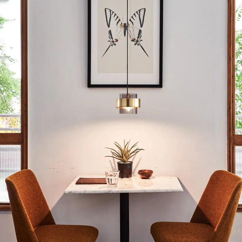 lustre led élégant nordique en verre doré pour décoration intérieure - vue 3 sur 8