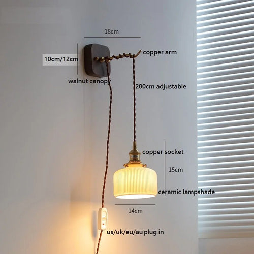 applique murale led noyer cuivre moderne baguette plug-in - vue 13 sur 23