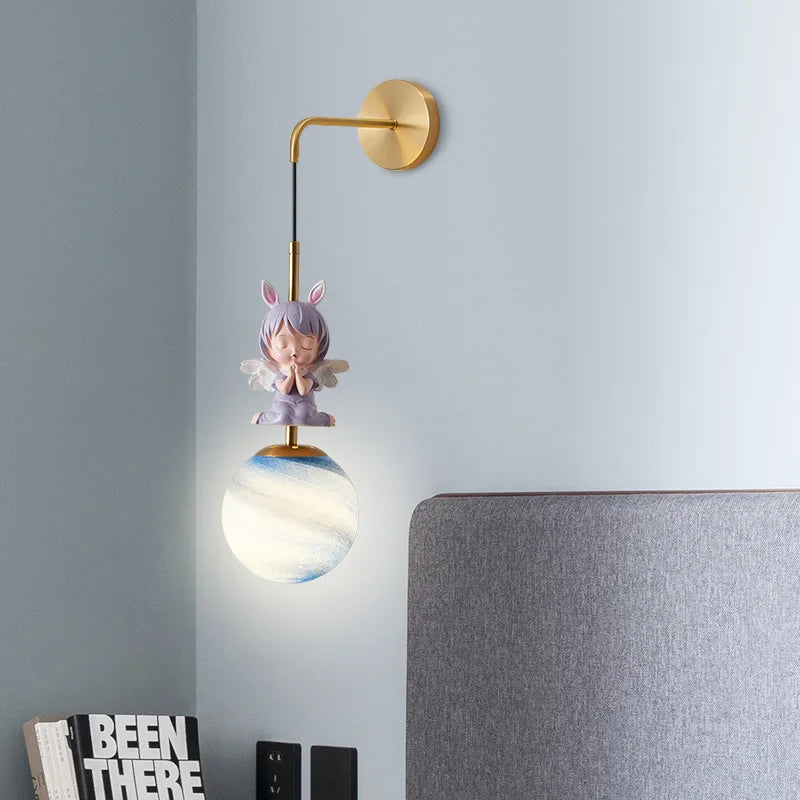 applique murale led design lune et planète pour décoration intérieure - vue 6 sur 18