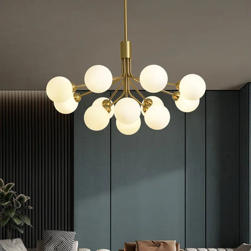 lustre moderne en verre à bulles et fleurs décoratif - vue 6 sur 12