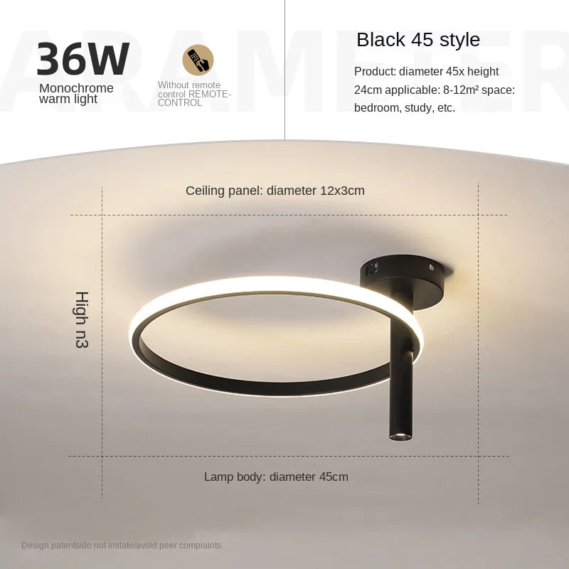 Modern minimalist LED ring ceiling light for home décor - vue 12 sur 24