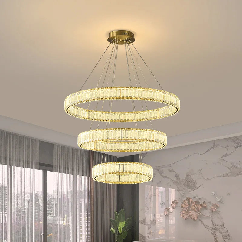 lustre moderne led en cristal style vintage pour villa - vue 4 sur 17
