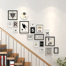 Minimalist Wooden Staircase Photo Wall Frame Set, Nordic Style, Gallery Wall Decor, Hallway Photo Frames and Background