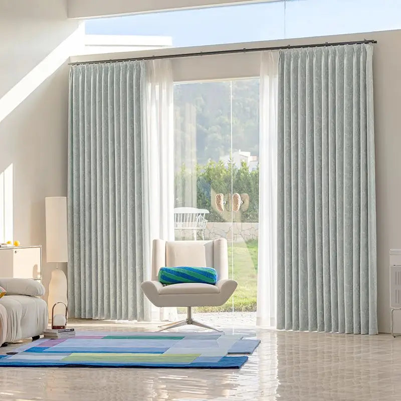 Rideau chenille occultant insonorisant epais sur mesure moderne - vue 5 sur 12
