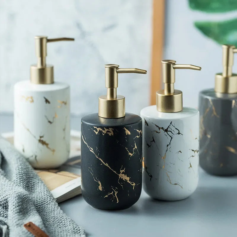 distributeur de savon liquide en céramique pour salle de bain moderne - vue 3 sur 12