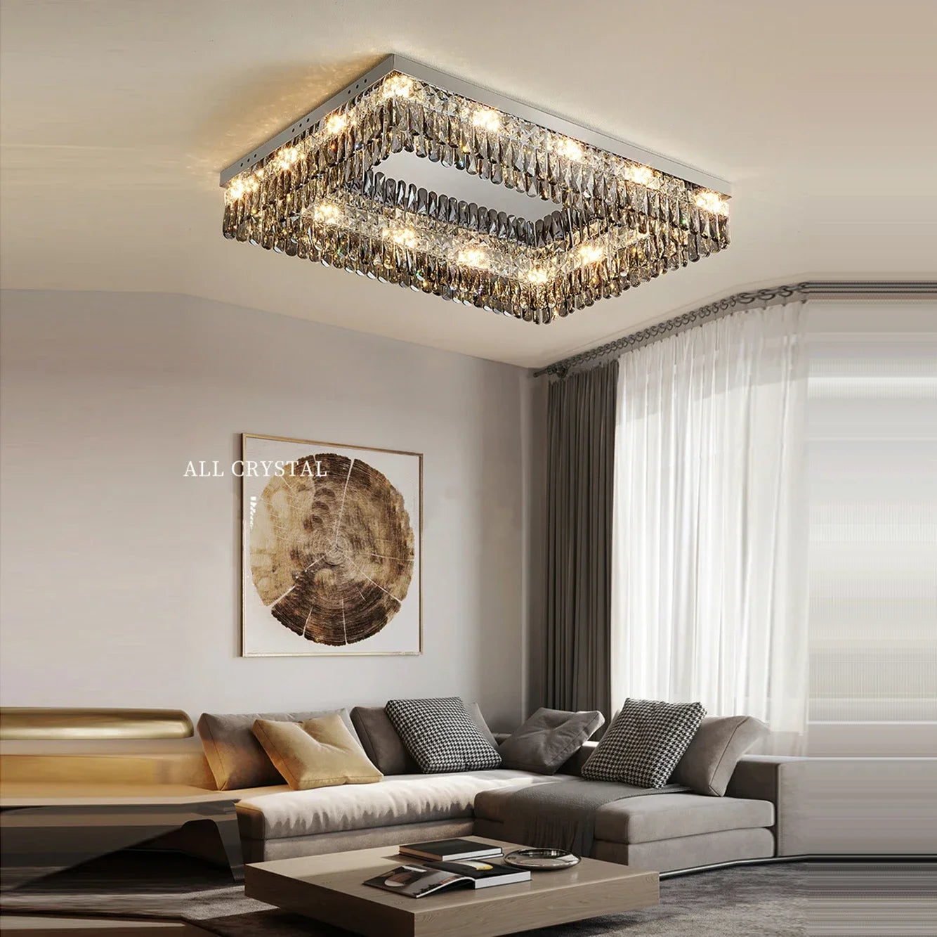 lustre moderne en cristal led design élégant pour décoration intérieure - vue 5 sur 18