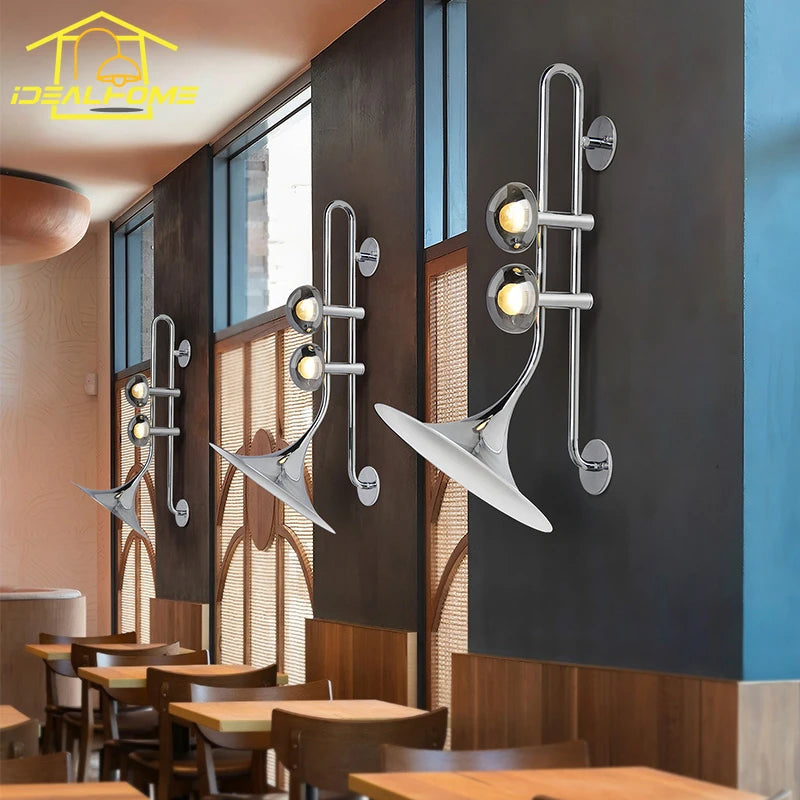 applique murale led saxophone au style industriel romantique pour restaurant - vue 5 sur 9