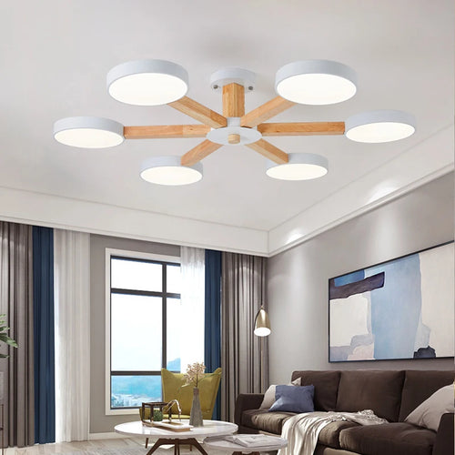 Plafonnier Led en bois au design moderne - vue 5 sur 15