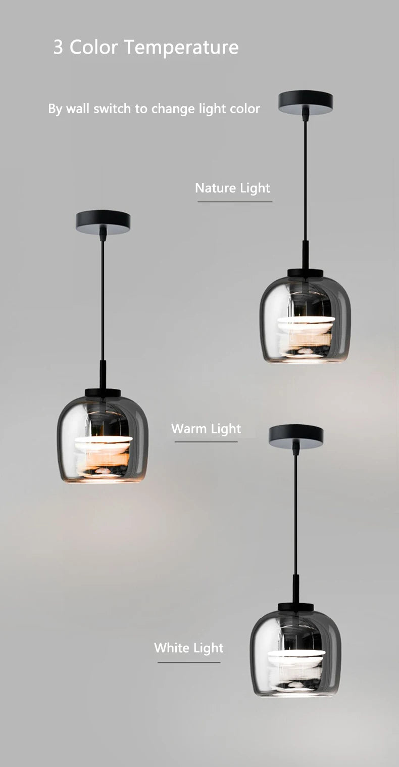 xiuan lampe de chevet à suspension en verre simple pour luminaires - vue 6 sur 8
