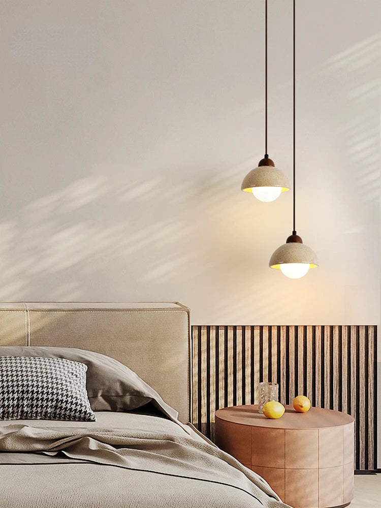 suspension en marbre travertin luminaire décoratif d'intérieur longueur réglable - vue 7 sur 11