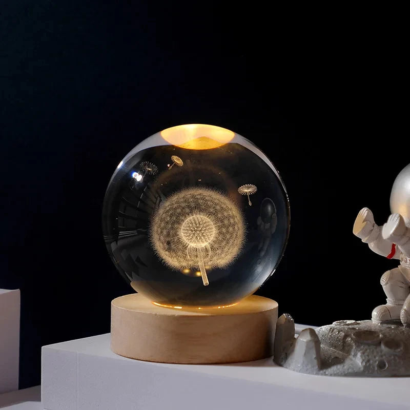 boule de cristal 3d lune galaxie décoration lumineuse pour la maison - vue 15 sur 17