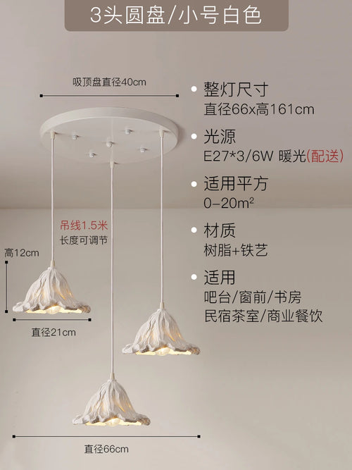 suspension lotus en résine style wabi-sabi zen vintage pour intérieur - vue 17 sur 19