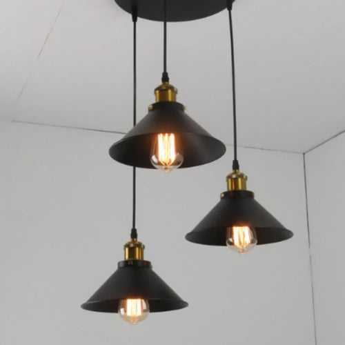 Suspension LED conique industrielle en métal - vue 5 sur 7