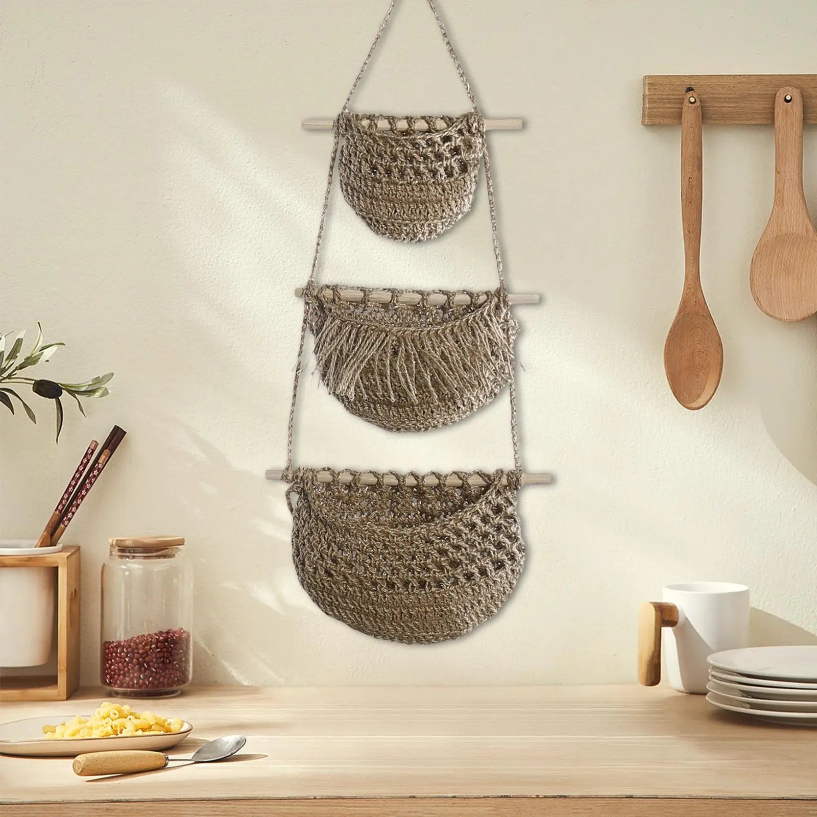paniers suspendus boho pour fruits et légumes polyvalents - vue 10 sur 9