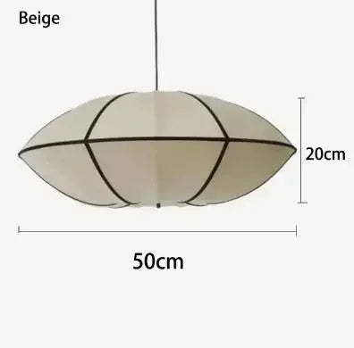 Nordic fabric lantern silk Zen pendant light, living room interior decoration, Japanese beige lantern pendant light - vue 10 sur 10